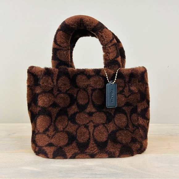Coach Handbags - Coach Small Chocolate Tote In Shearling, NWT!